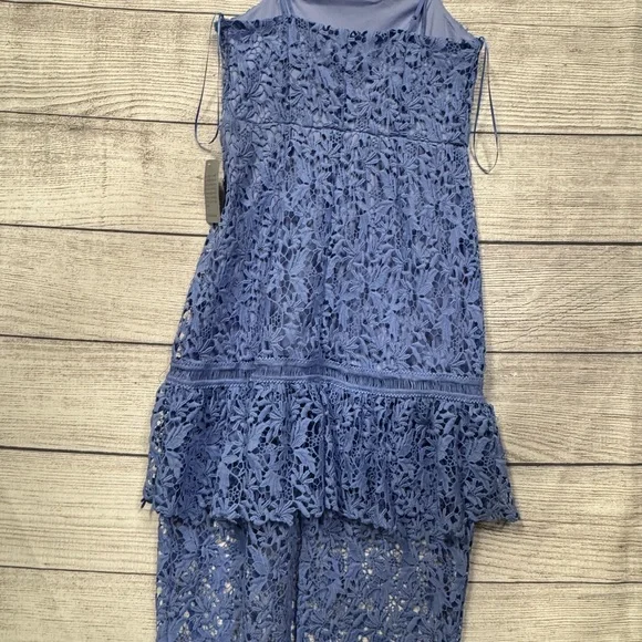 New Women’s NSR Floral Lace Tiered Midi A-line Dress Size M Cornflower Blue - Picture 11 of 11
